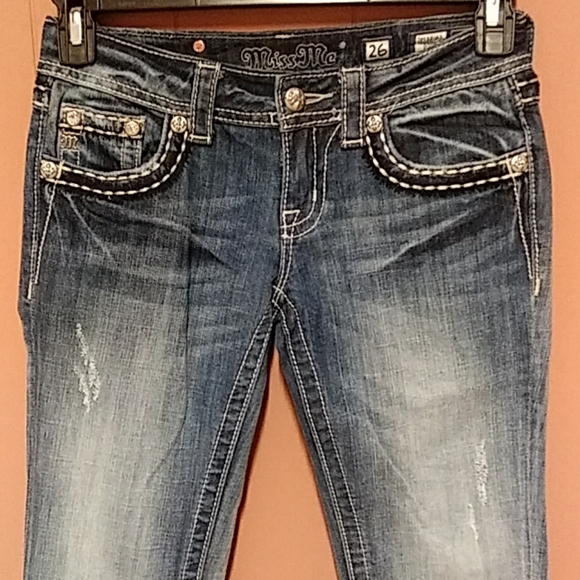 Miss me size 26 Embellished low rise jeans 27x33 - Picture 4 of 8